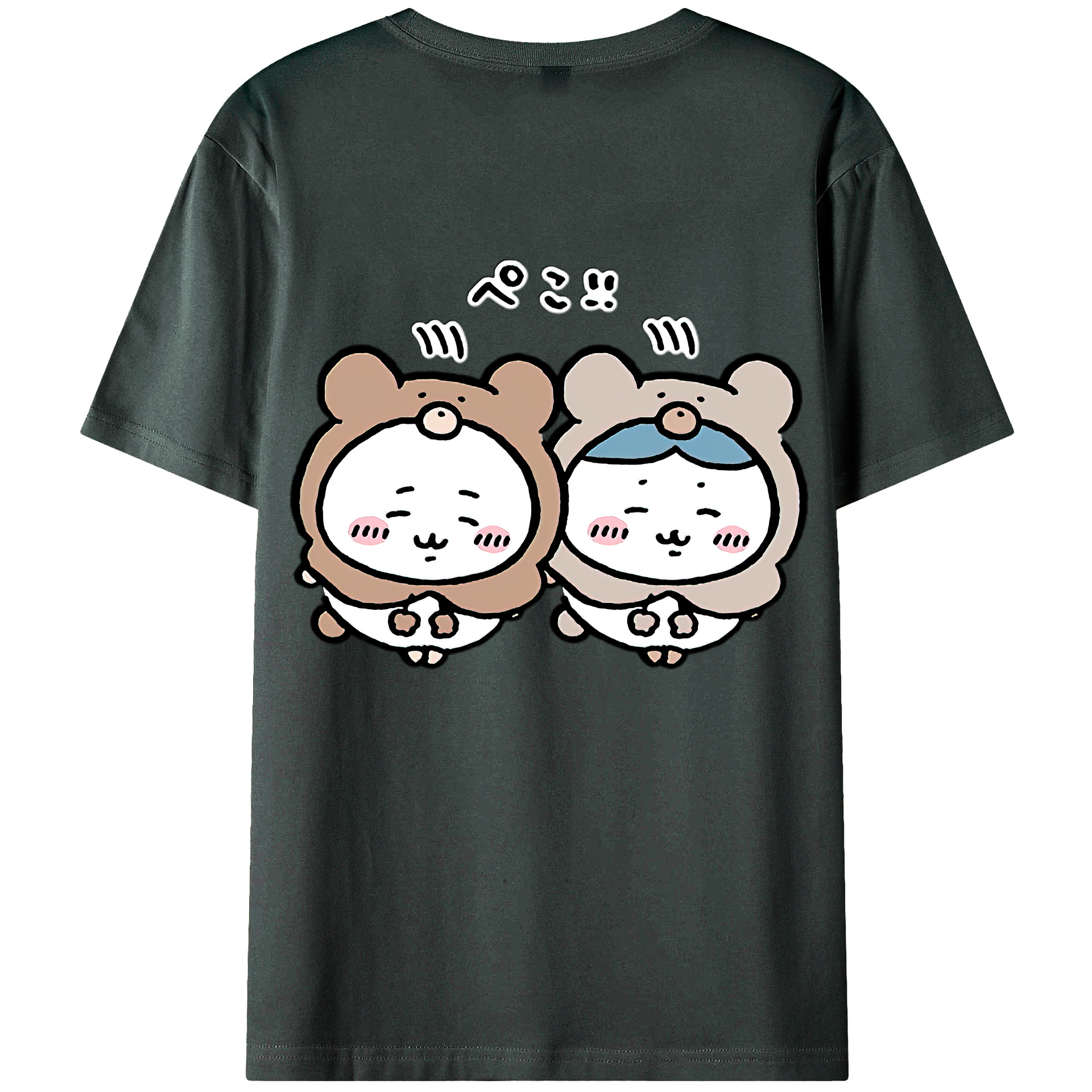 （画像用） ちいかわ ハチワレ Chii-kawa hachiware 綿100％ メンズ半袖Tシャツ（バックプリント） 通気性